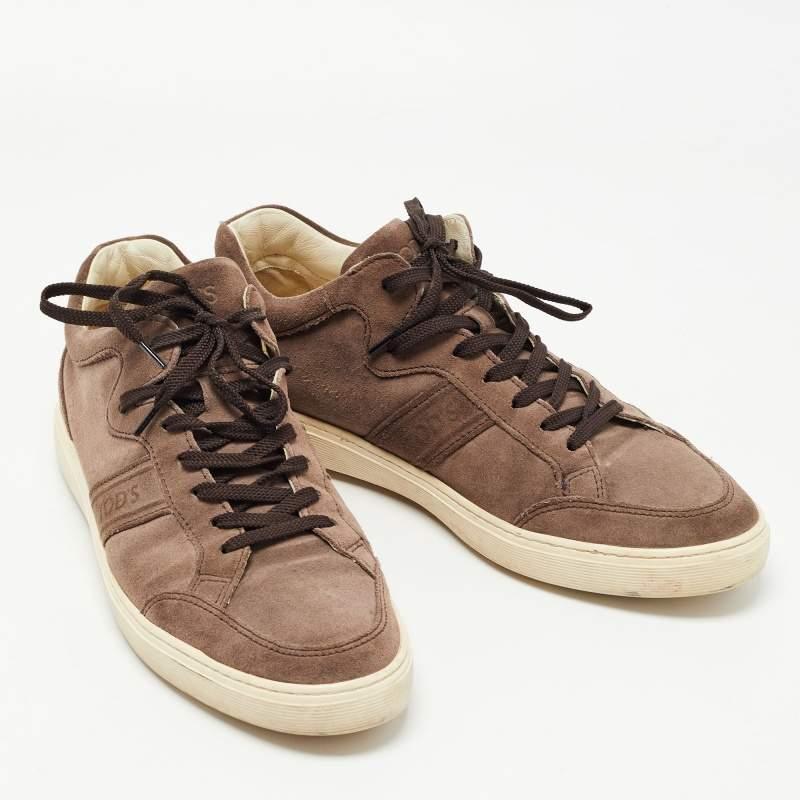 Men's Tod's Brown Suede Low Top Sneakers Size 41.5 For Sale