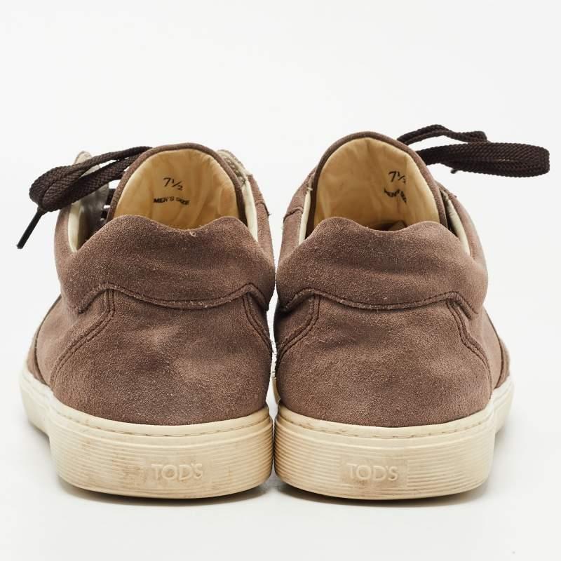Tod's Brown Suede Low Top Sneakers Size 41.5 For Sale 1