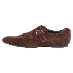 Tod's Brown Suede Monk Strap Derby Loafers Size 44
