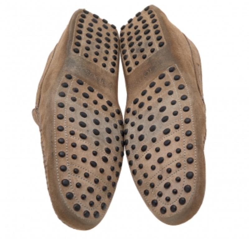 Tod's Brown Suede Penny Slip On Loafers Size 45.5 en vente 2