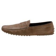 Tod's Brown Suede Penny Slip On Loafers Size 45.5