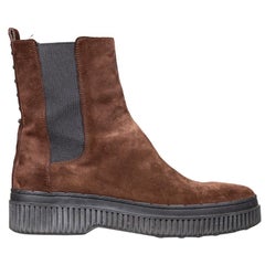 Tod's Botas Chelsea con Plataforma de Ante Marrón Talla IT 40