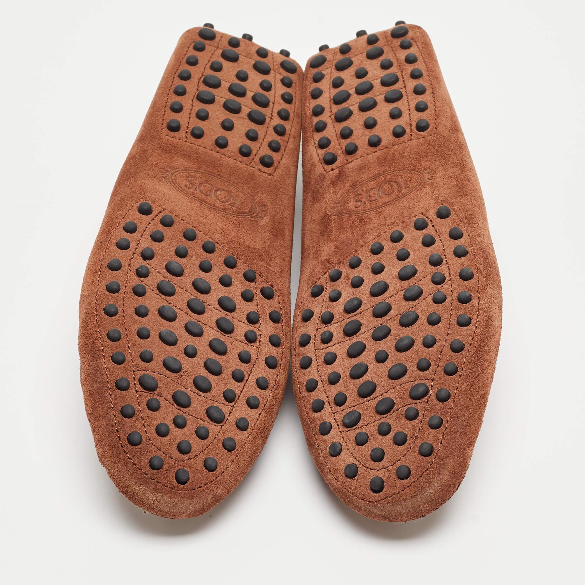 Tod's Brown Suede Slip On Loafers Size 38.5 For Sale 2