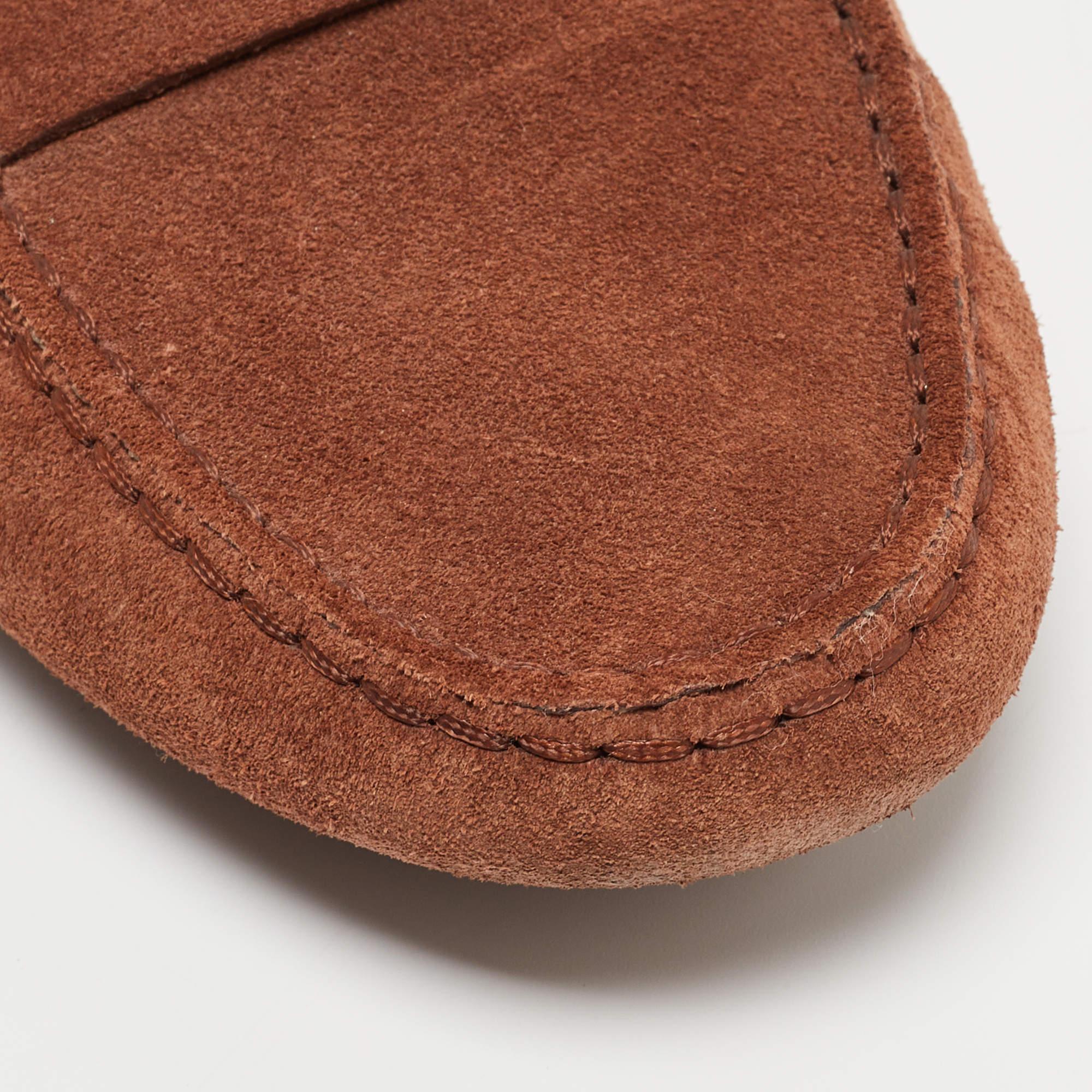 Tod's Brown Suede Slip On Loafers Size 38.5 For Sale 3