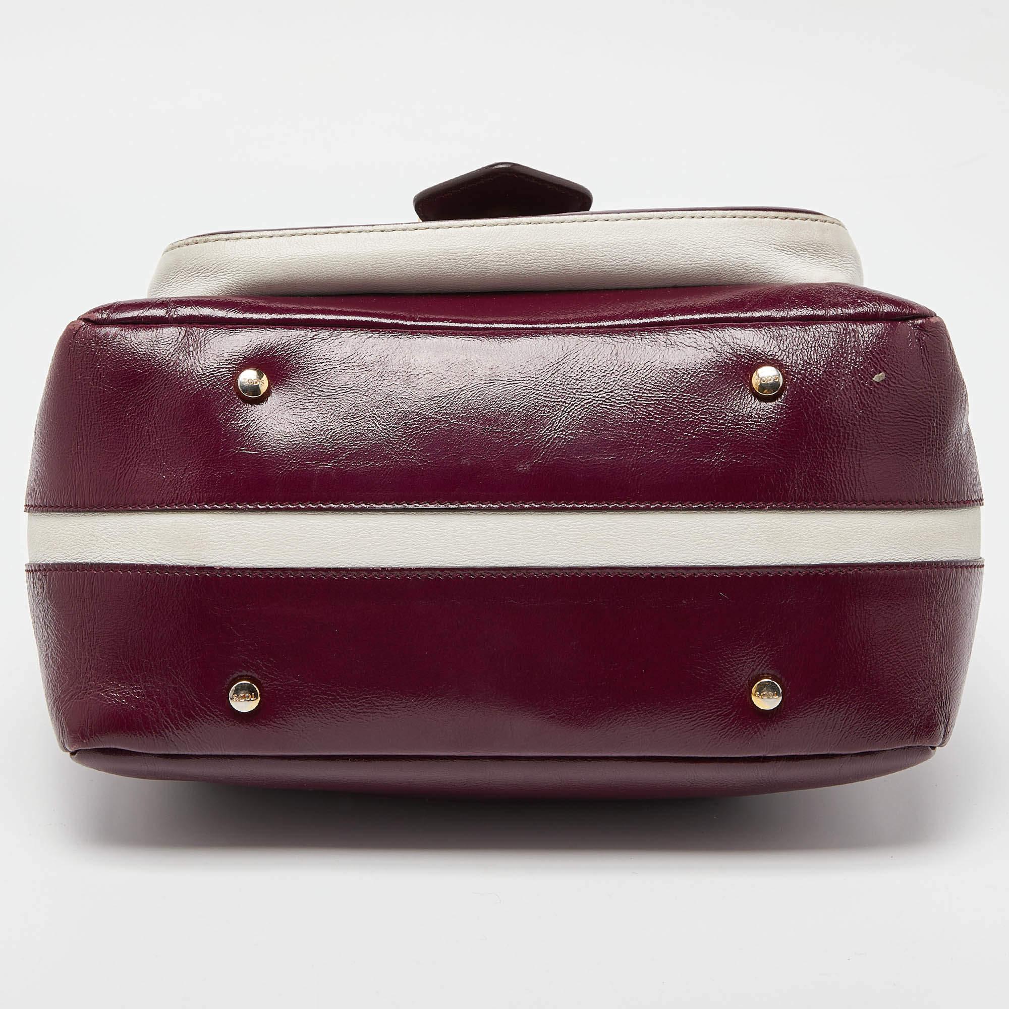 Tod's Burgundy Glossy Leather Small Military Bowler Bag 1