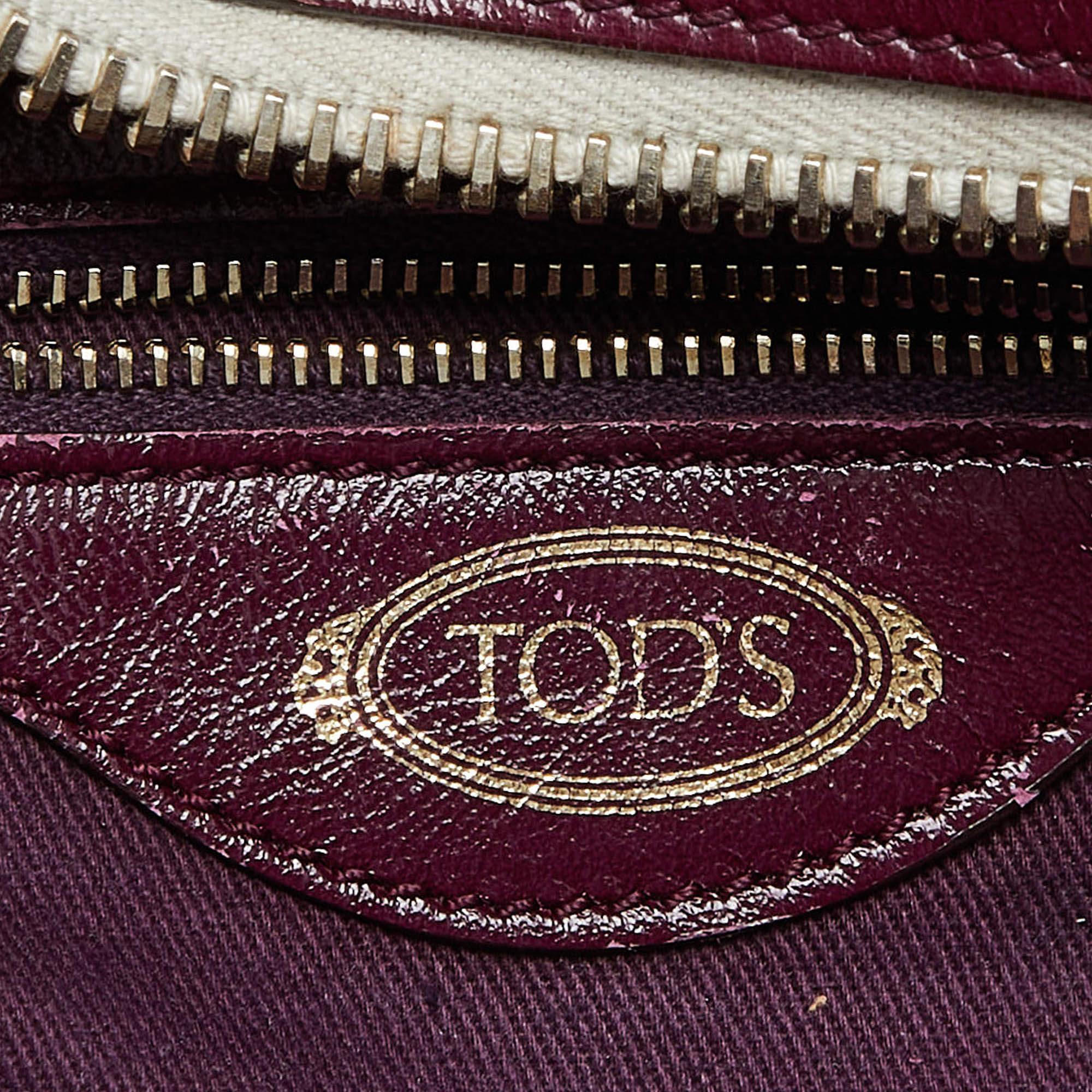Tod's Burgundy Glossy Leather Small Military Bowler Bag 3