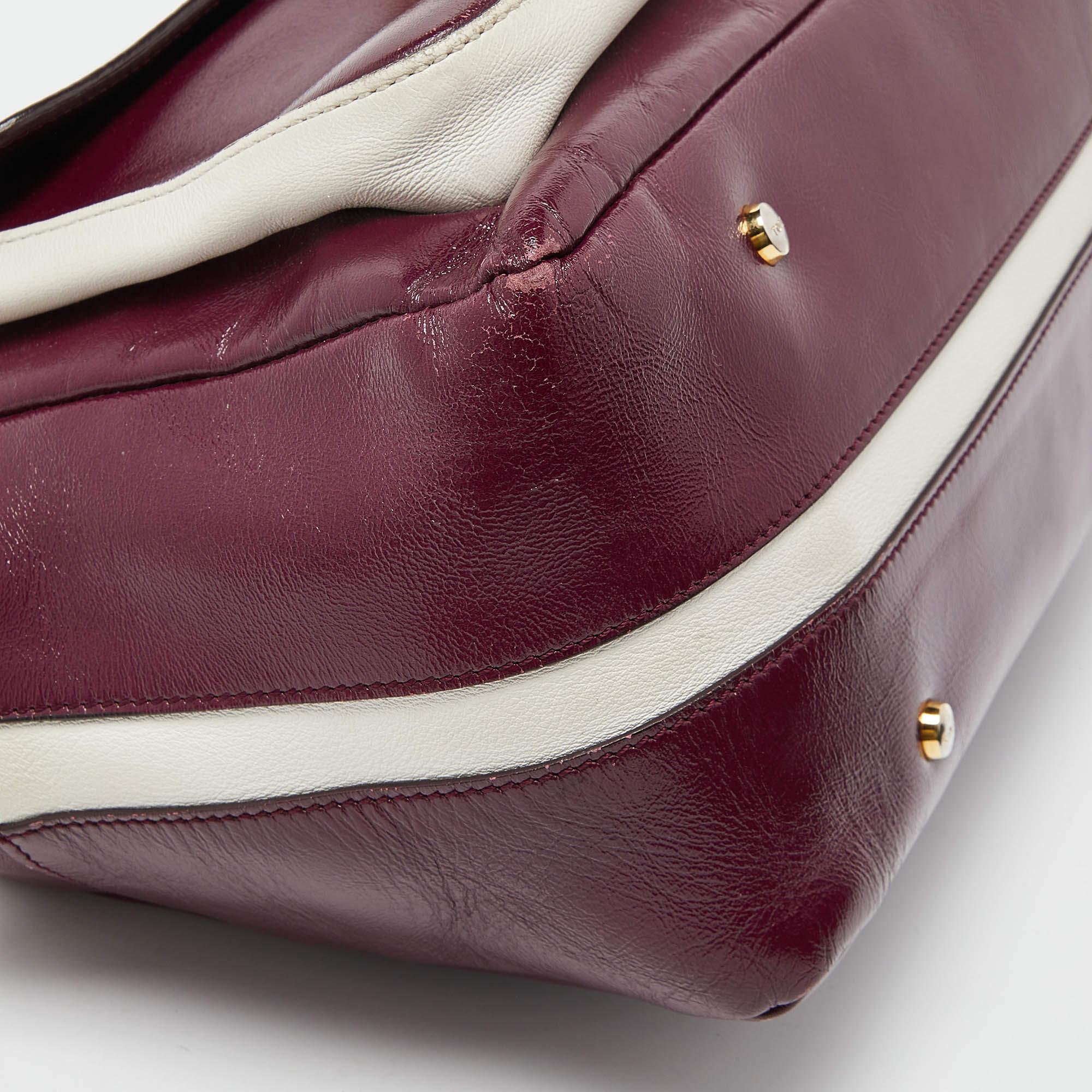 Tod's Burgundy Glossy Leather Small Military Bowler Bag 4