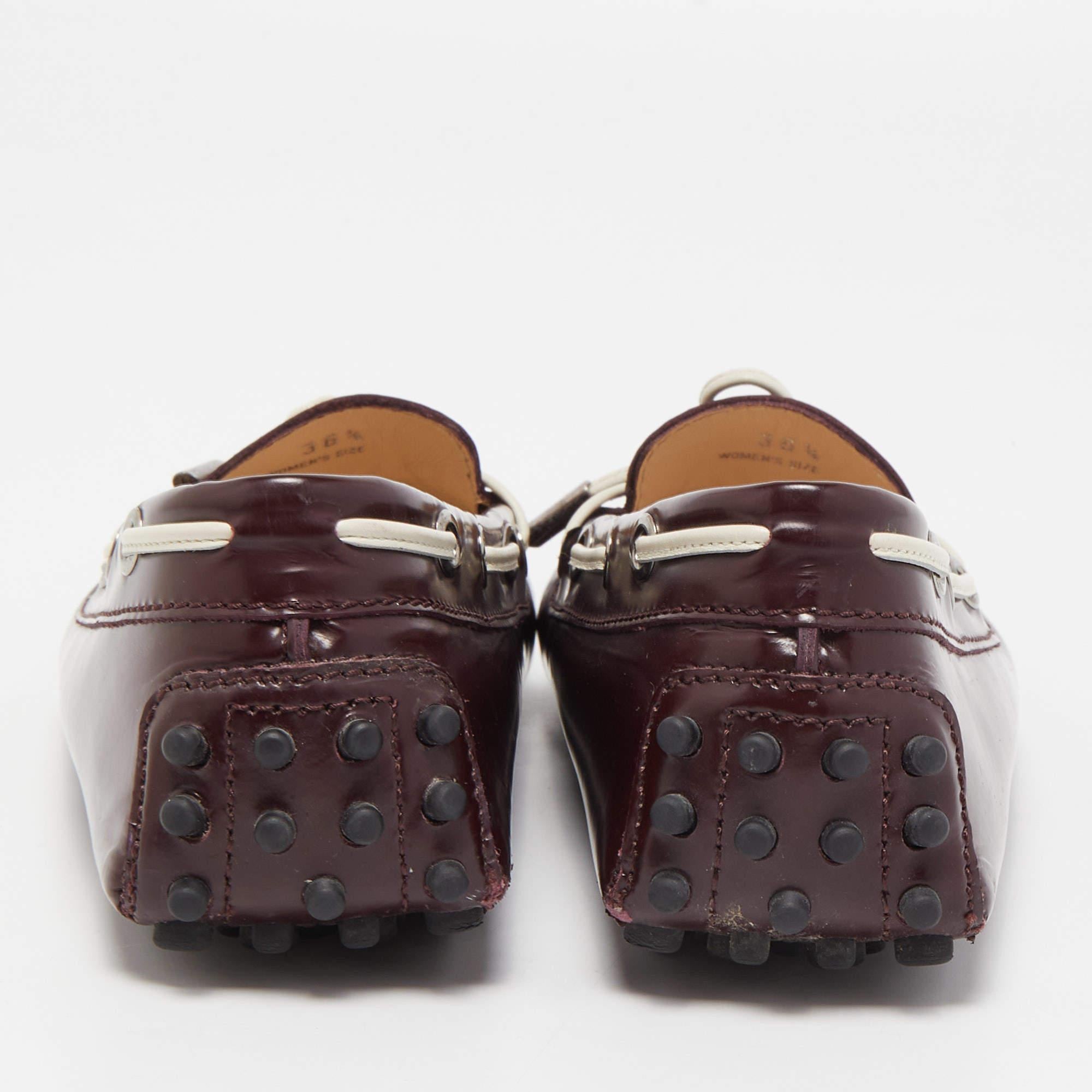 Women's Tod's Burgundy Leather Bow Slip On Loafers Size 36.5 For Sale