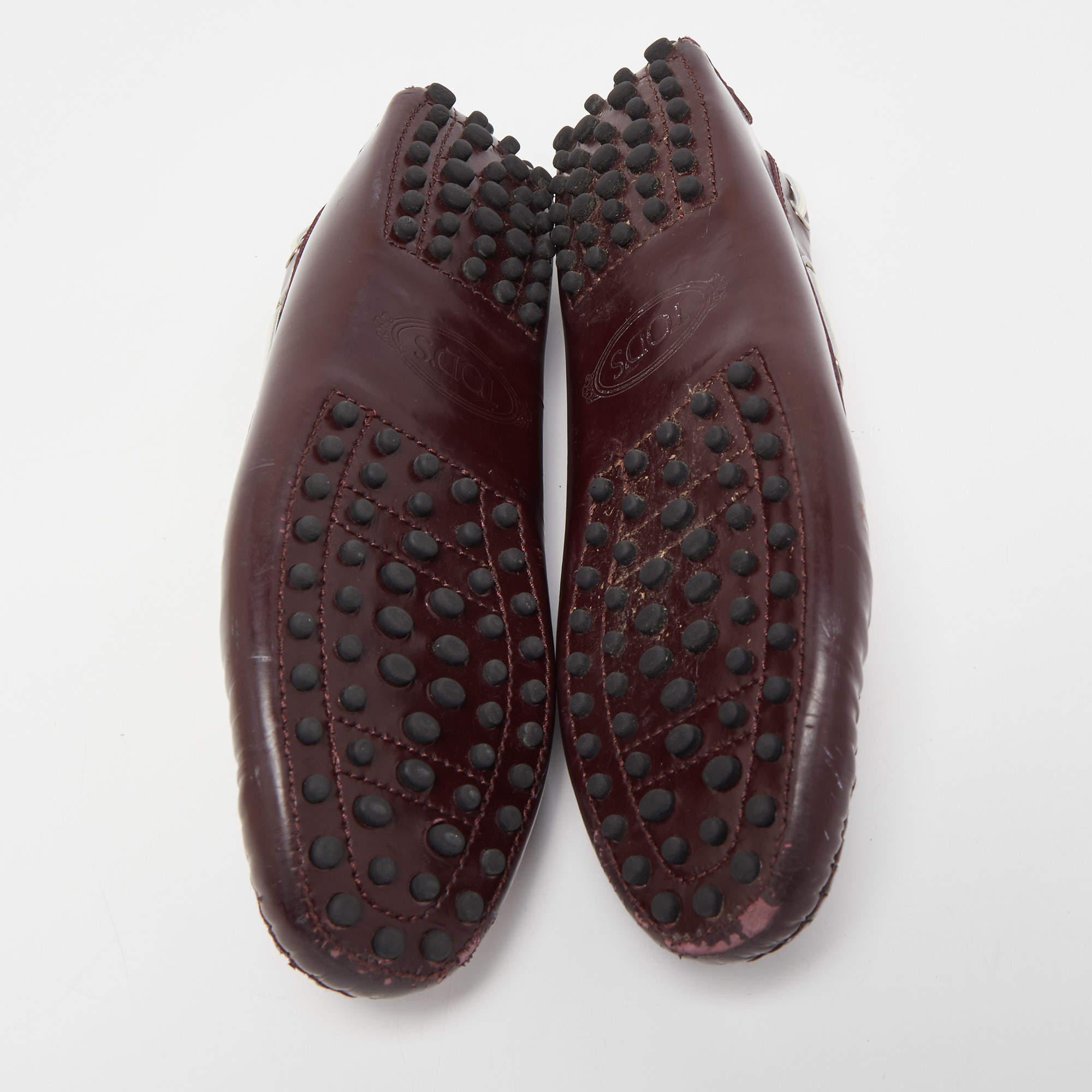 Tod's Burgundy Leather Bow Slip On Loafers Size 36.5 For Sale 1