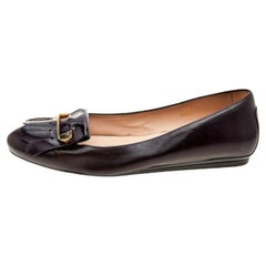 Tod's Burgundy Leather Fringe Ballet Flats Size 39