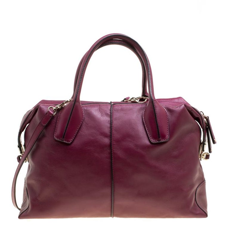 Tod's Burgundy Leather Medium D-Styling Bauletto Top Handle Bag at 1stDibs