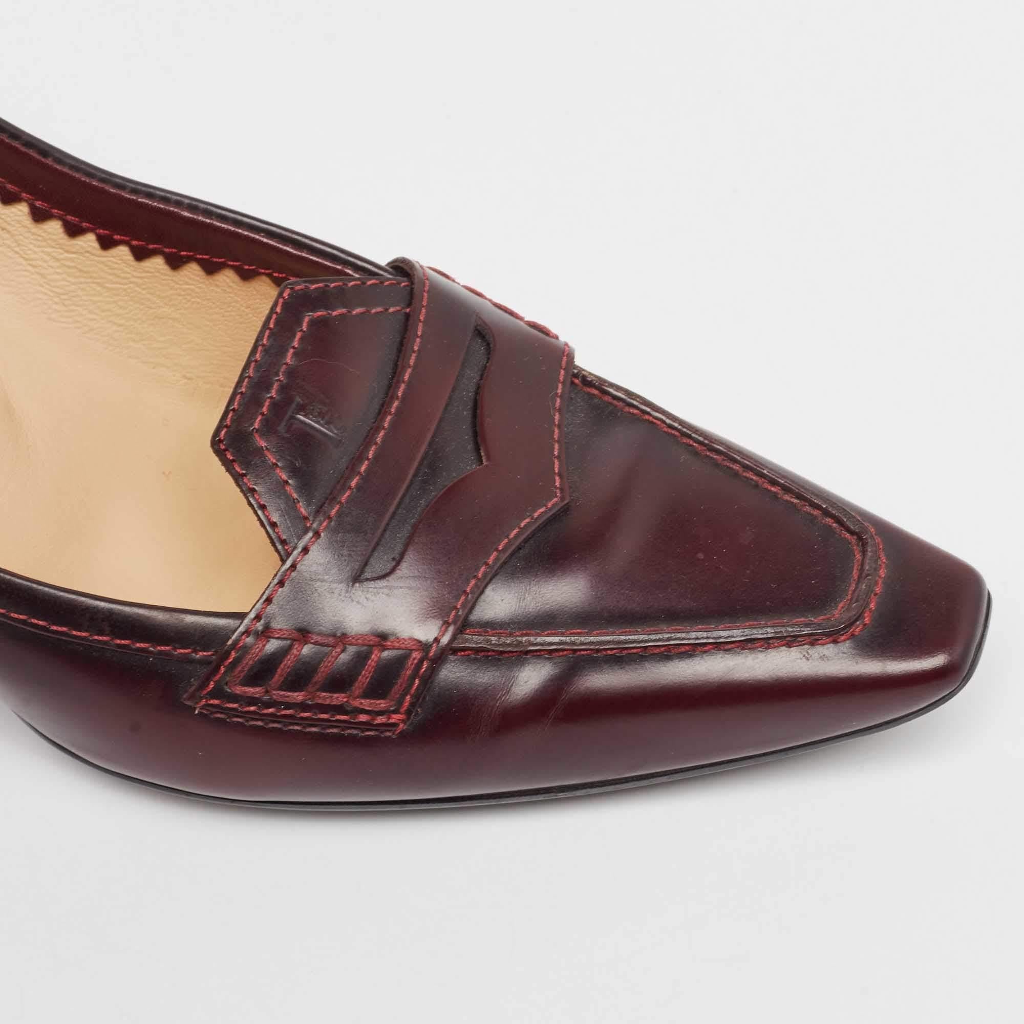 Tod's Pumps Penny Loafer in pelle bordeaux misura 36 in vendita 2
