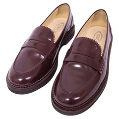 Tod's Burgunderrote Lackleder-Loafers aus Lackleder Größe EU 37,5