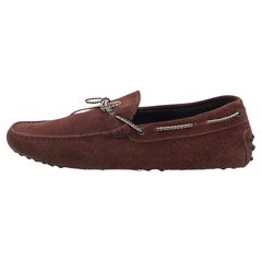 Tod's Burgundy Suede Bow Slip On Loafers Size 42