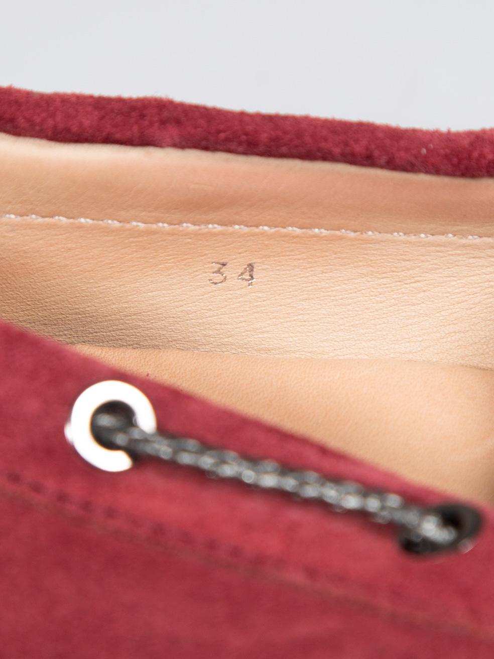 Tod's Burgundy Suede Leather Loafers Size IT 34 For Sale 1