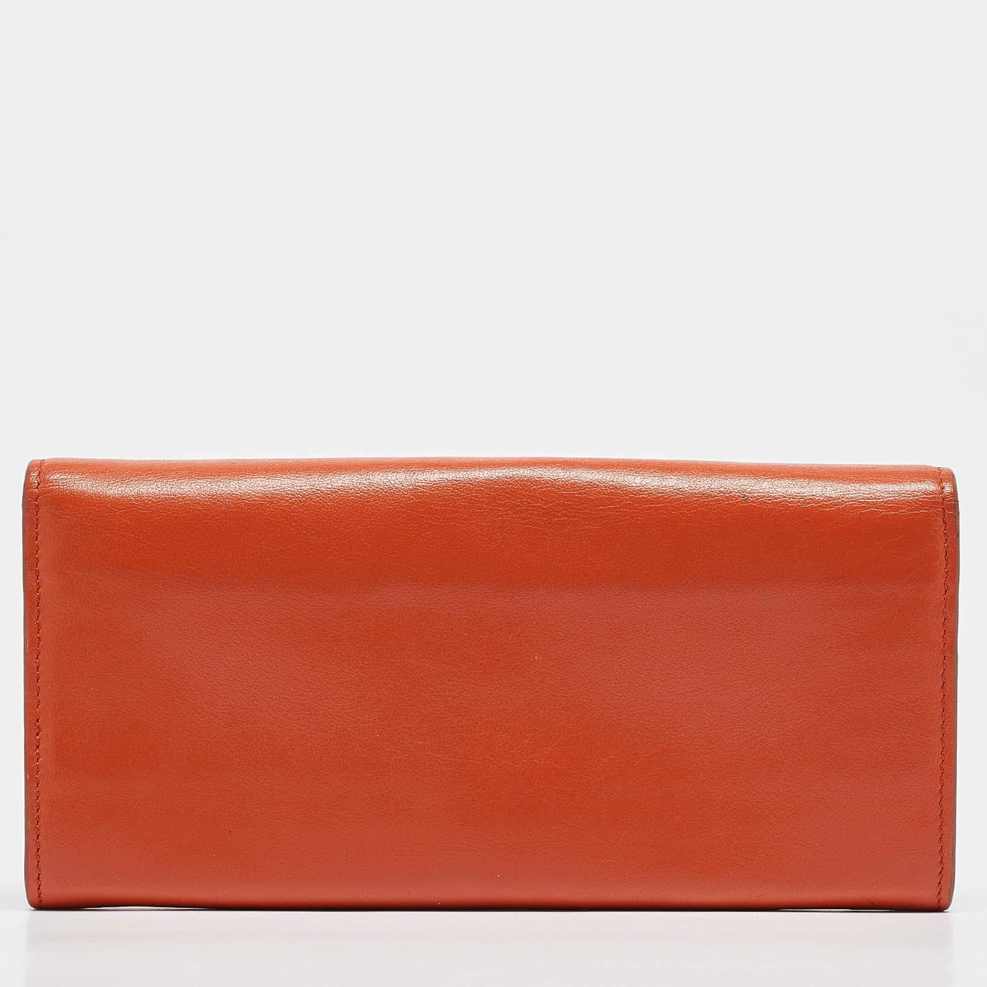 Tod's Burnt Orange Leather Flap Continental Wallet 1