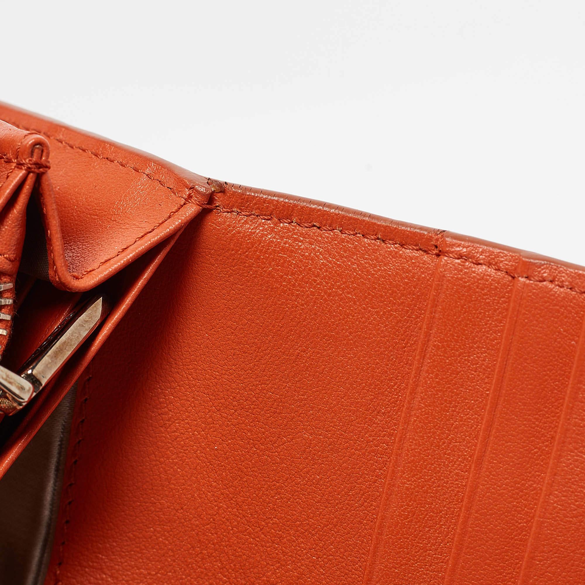 Tod's Burnt Orange Leather Flap Continental Wallet 3
