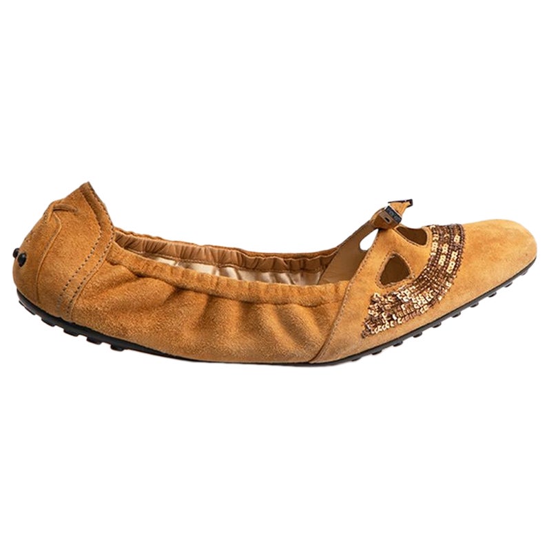 Tod's Bailarinas de ante camel con adornos talla IT 38.5 en venta