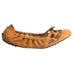 Tod's Bailarinas de ante camel con adornos talla IT 38.5