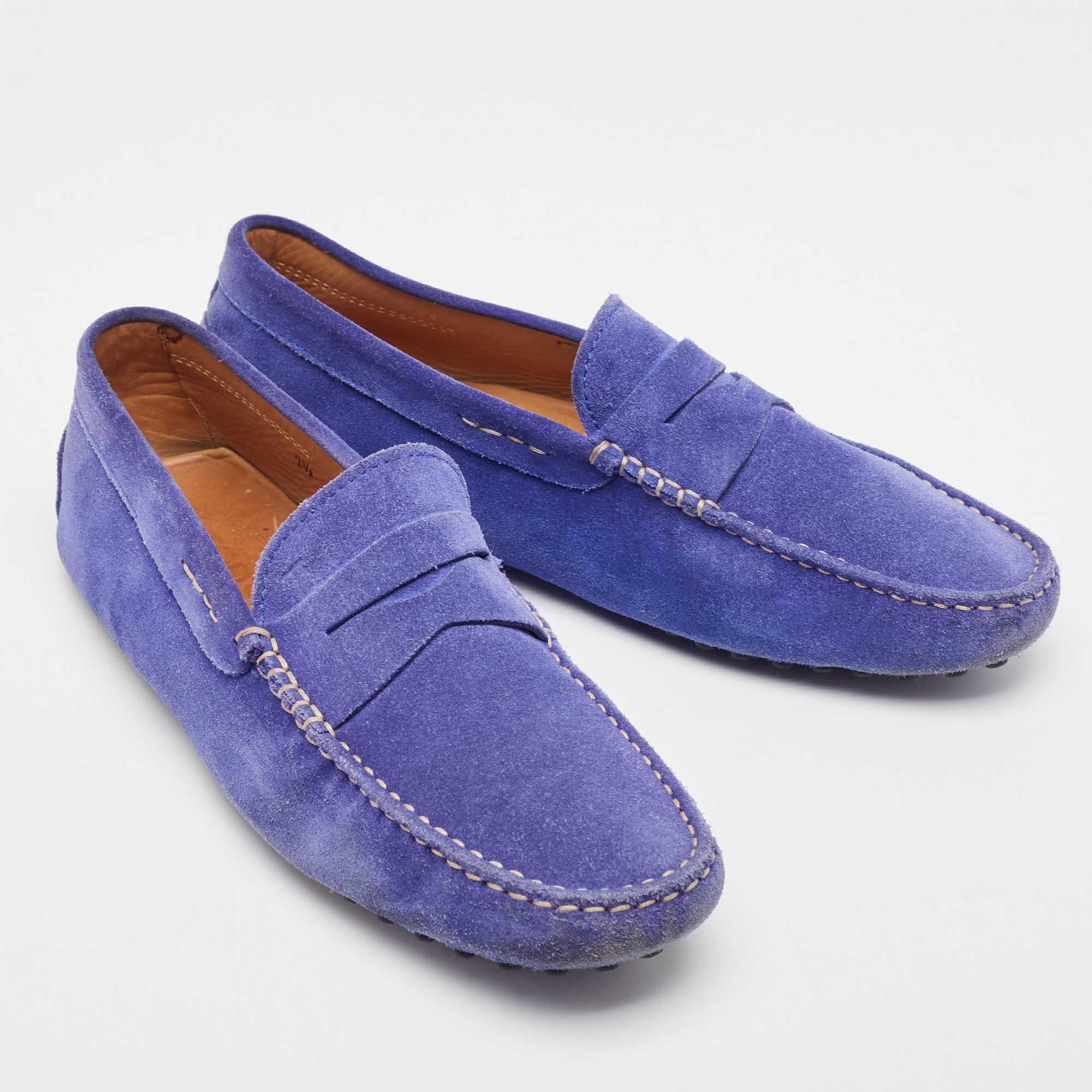 Men's Tod's Cobalt Blue Suede Penny Loafers Size 41.5 For Sale