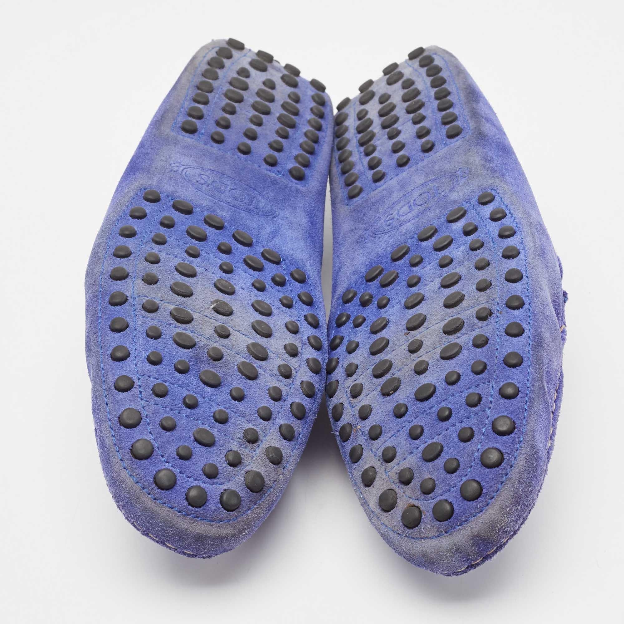 Tod's Cobalt Blue Suede Penny Loafers Size 41.5 For Sale 2