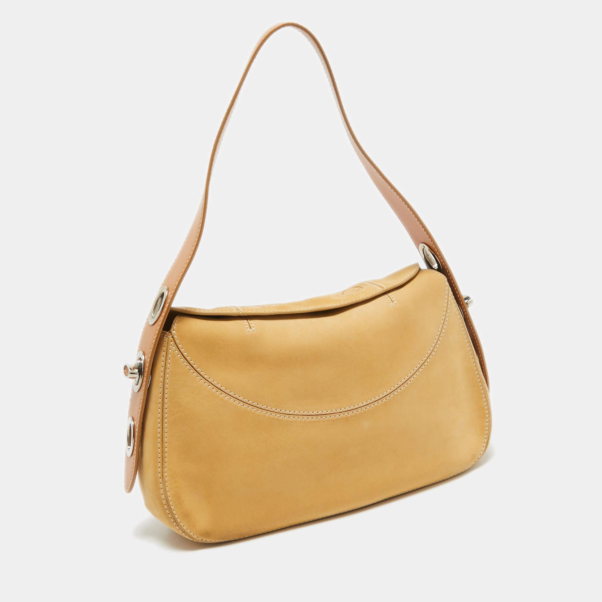 Tod's Tasche mit Drehverschluss aus cremefarbenem/braunem Nubukleder (Orange)