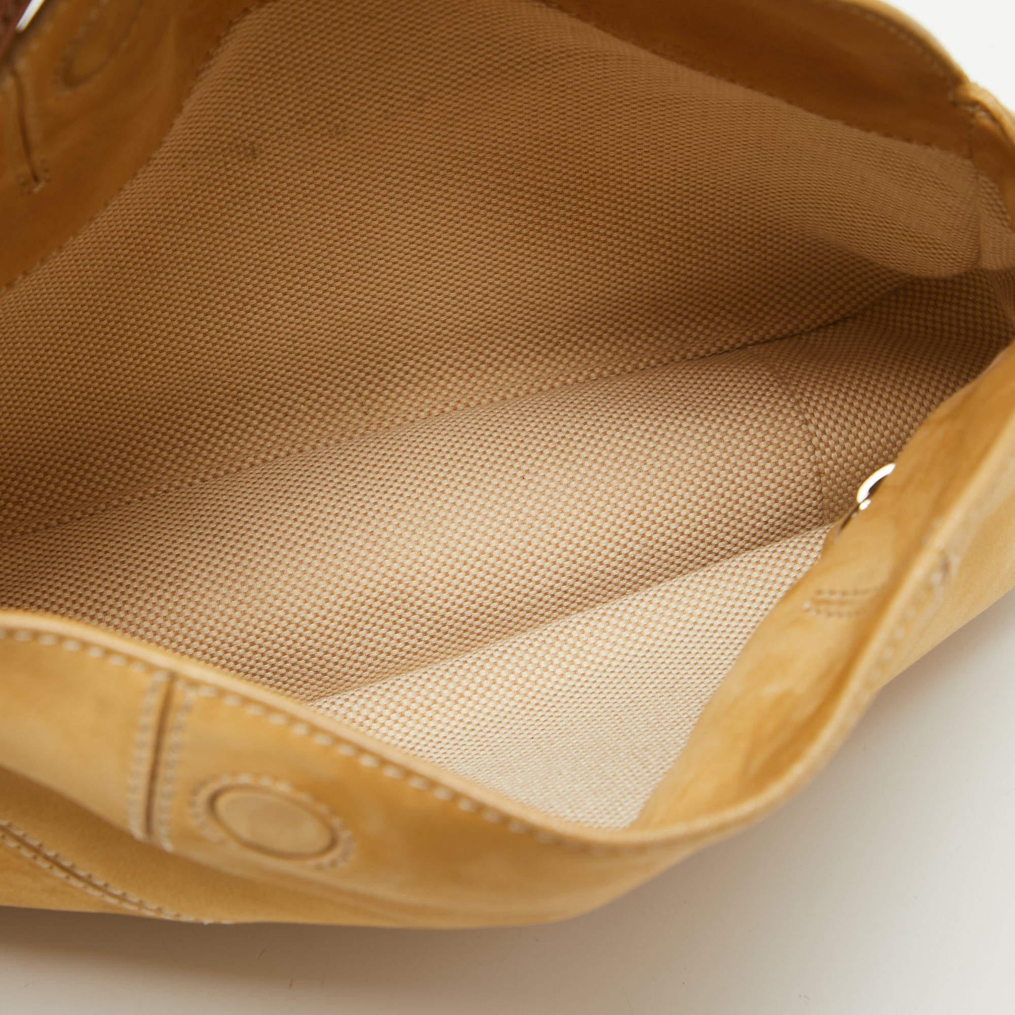 Tod's Tasche mit Drehverschluss aus cremefarbenem/braunem Nubukleder 2
