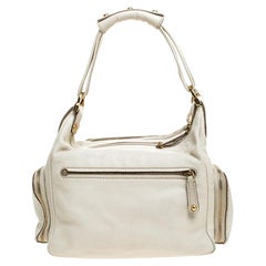 Tod's Cream Leather Zipped Pockets Satchel