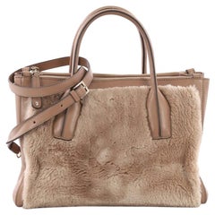 Tod's D Cube Double Zip Tote Fur with Leather Small