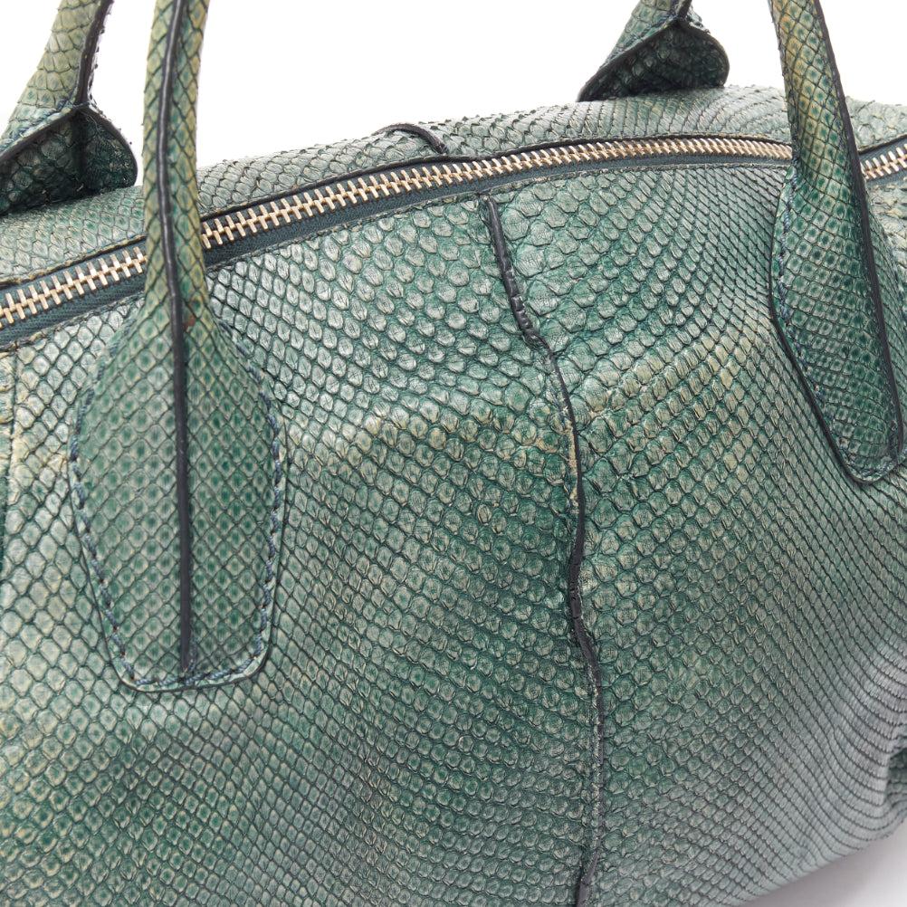 TOD'S D-Styling Bag blue green scaled leather panelled top handle tote 2