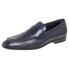 Tod's Dark Blue Leather Penny Loafers Size 44