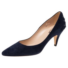 Tod's Dark Blue Suede Studded Pumps Size 36