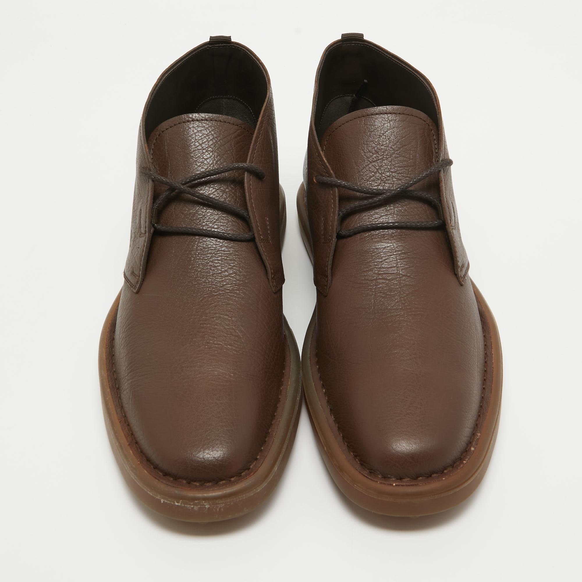 Tod's Dark Brown Leather Chukka Boots Size 45.5 For Sale 1