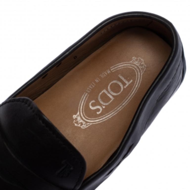 Men's Tod's Dark Brown Leather Driving Penny Loafers Size 42 For Sale