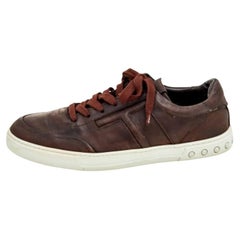 Tod's Dark Brown Leather Low Top Sneakers Size 41