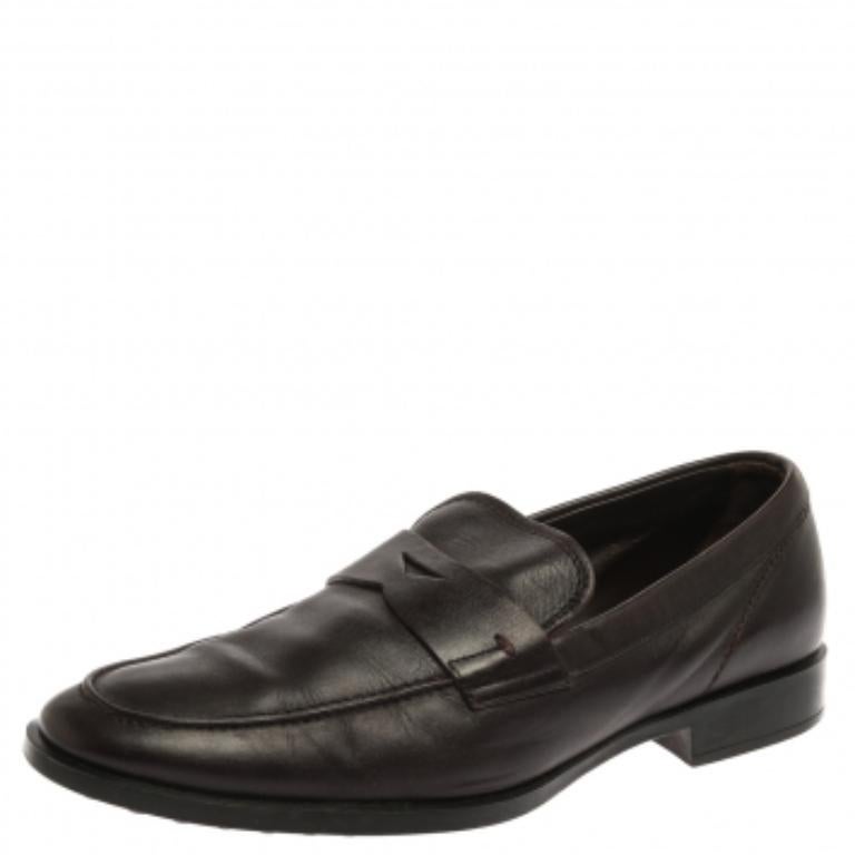 Black Tod's Dark Brown Leather Penny Loafers Size 40 For Sale