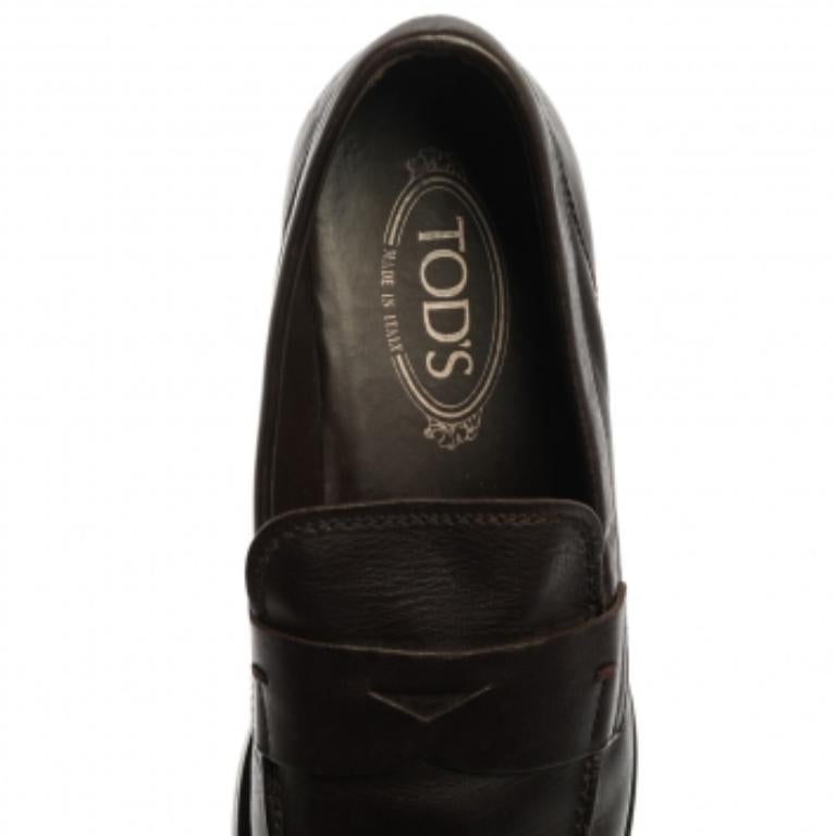 Men's Tod's Dark Brown Leather Penny Loafers Size 40 For Sale