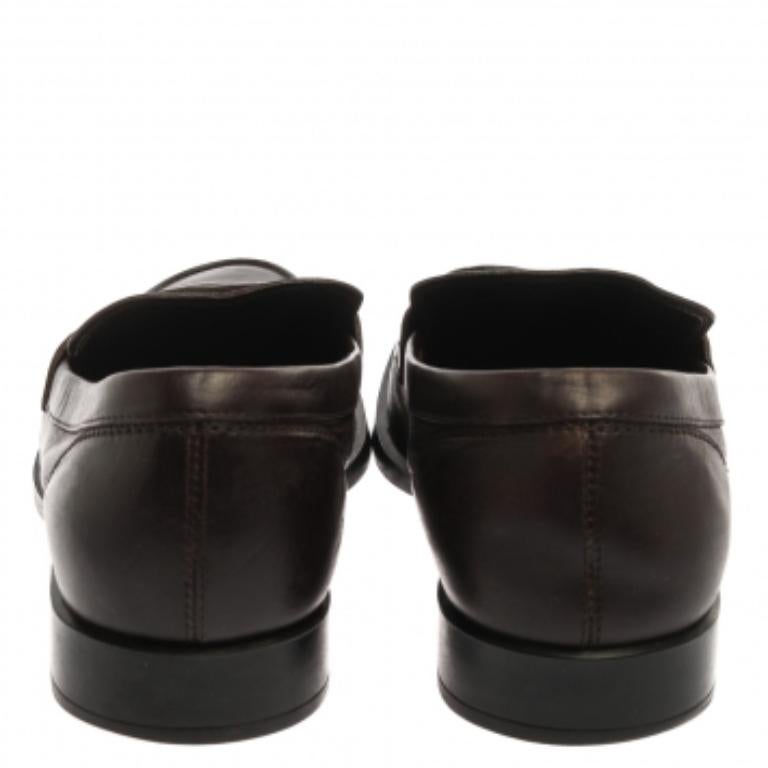 Tod's Dark Brown Leather Penny Loafers Size 40 For Sale 1