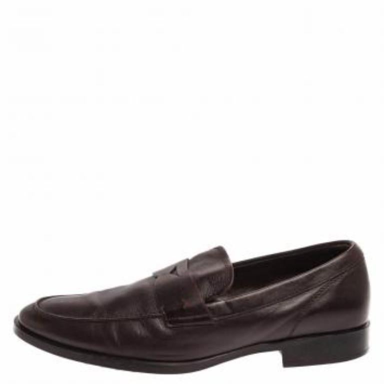 Tod's Dark Brown Leather Penny Loafers Size 40 For Sale 3