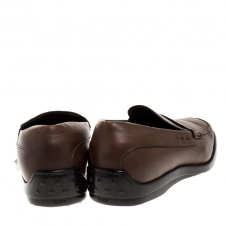 Men's Tod's Dark Brown Leather Penny Loafers Size 42 For Sale