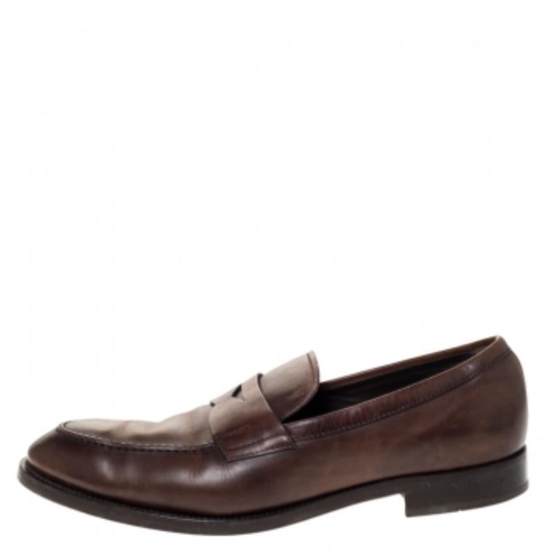 Tod's Dunkel Brown Leder Penny Loafers Größe 42.5 Herren im Angebot