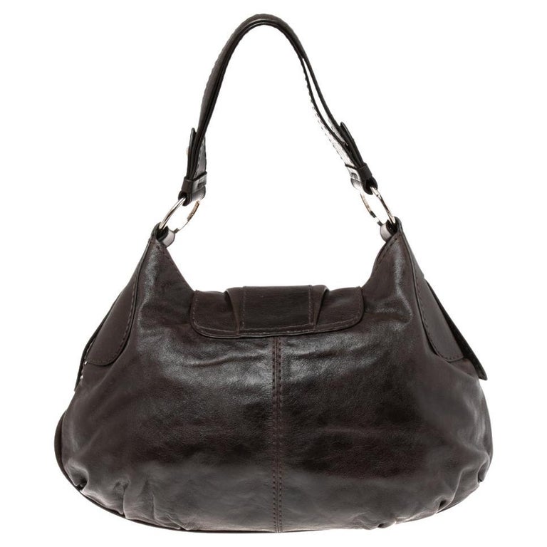 Tod's Dark Brown Leather Preggy Hobo For Sale at 1stDibs