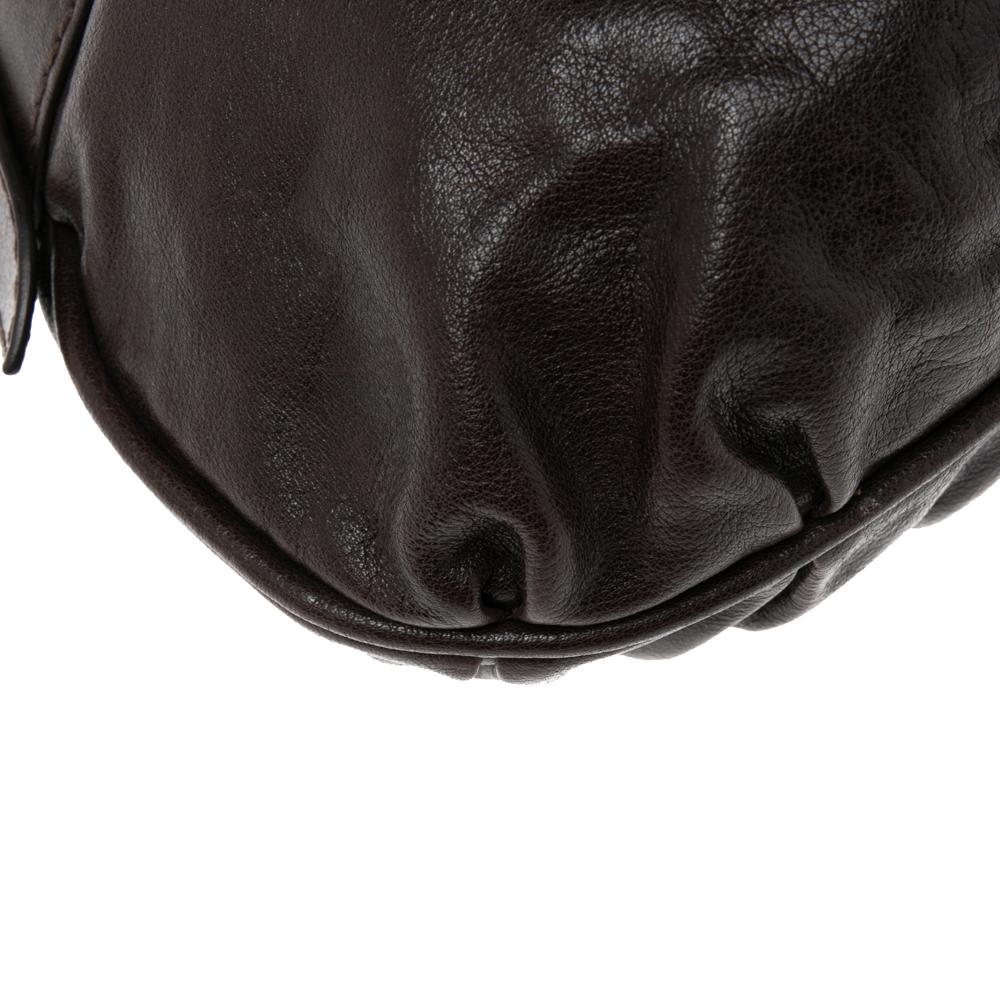 Black Tod's Dark Brown Leather Preggy Hobo