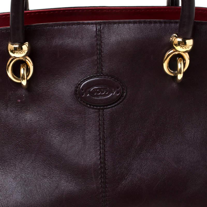 Women's Tods Dark Brown Leather Sella Satchel