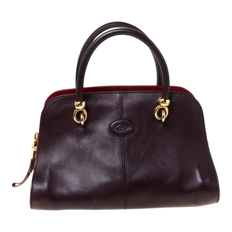Tods Dark Brown Leather Sella Satchel For Sale at 1stdibs