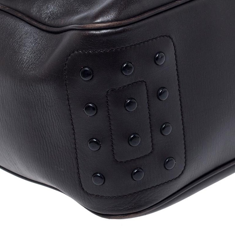 Tod's Dark Brown Leather Side Pocket Hobo For Sale at 1stDibs