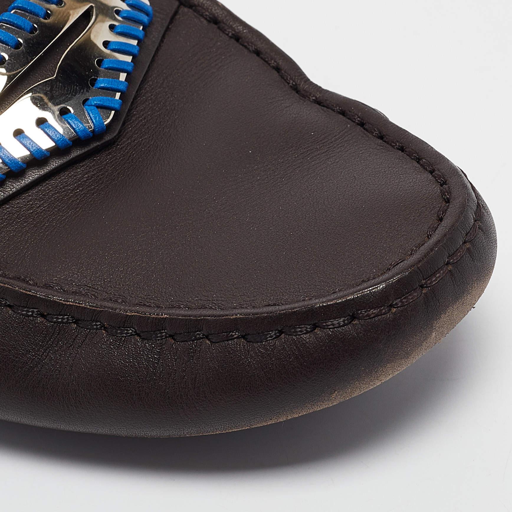 Tod's Dark Brown Leather Whip Stitch Trim Detail Penny Loafers Size 37 For Sale 3