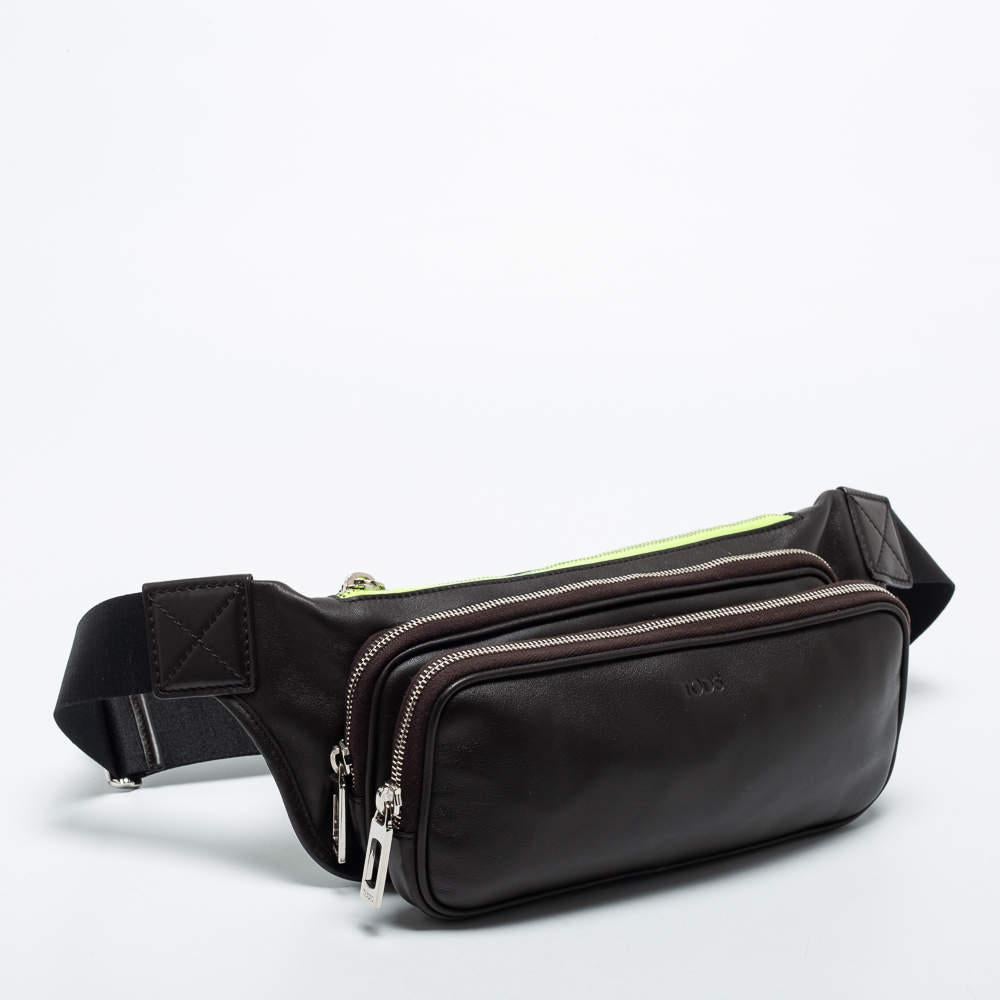 dark brown leather fanny pack