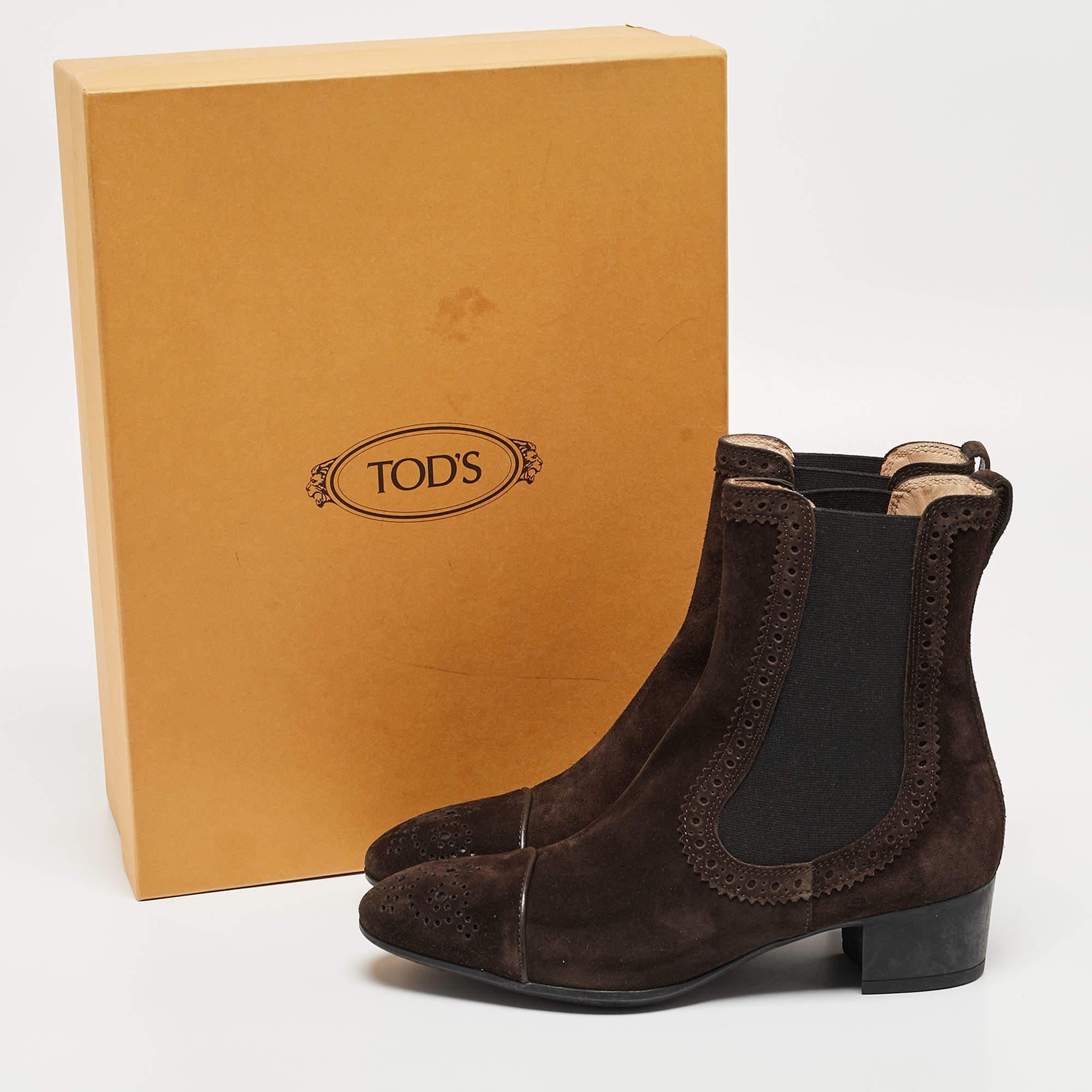 Tod's Dark Brown Suede Ankle Boots Size 37 4