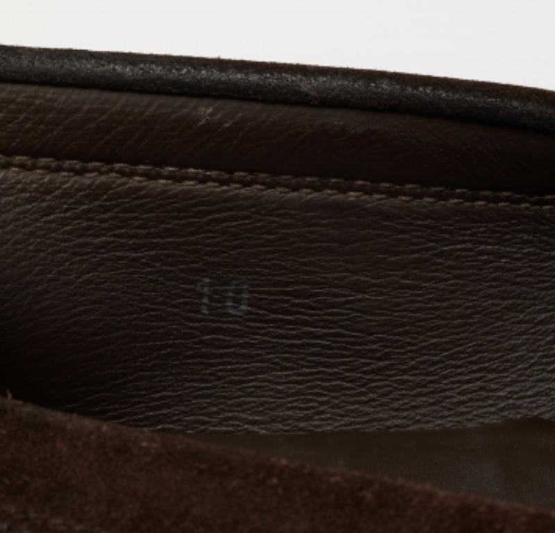 Tod's Dark Brown Suede Slip On Loafers Size 44.5 en vente 3
